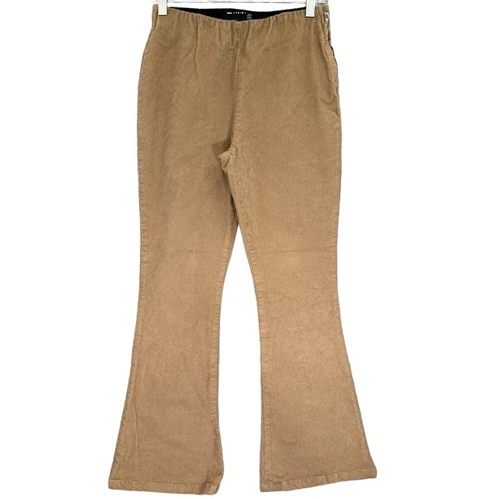 ASOS Design Corduroy Flare Pants Women 6 Petite Camel Tan Side Zip Excellent